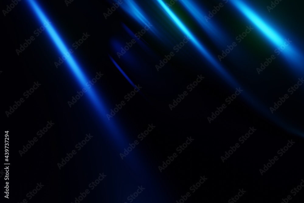 Glow blue light effect on dark blue background. 3D  rendering.