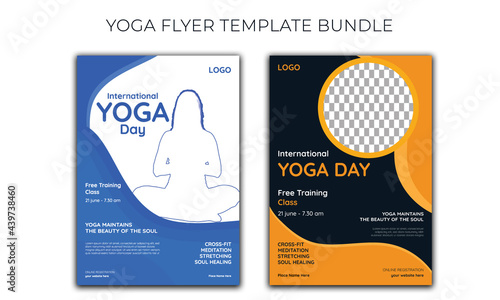 Yoga day health sports flyer template bundle