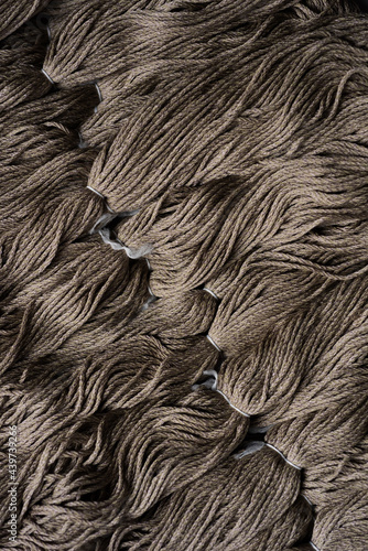 Closeup of silk yarn in taupe shades