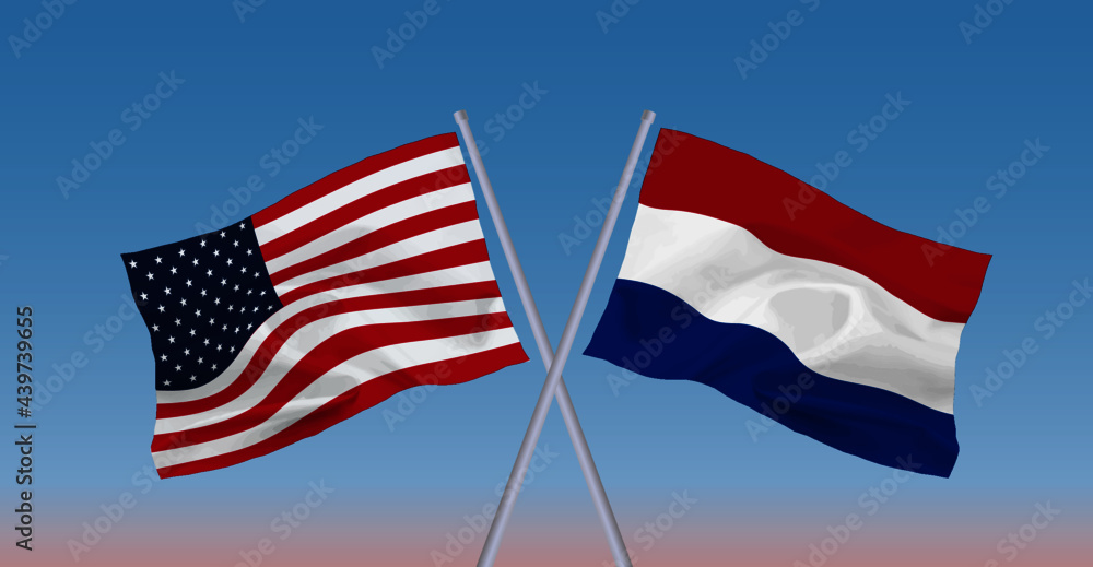 アメリカとオランダの国旗 アメリカとオランダの国旗