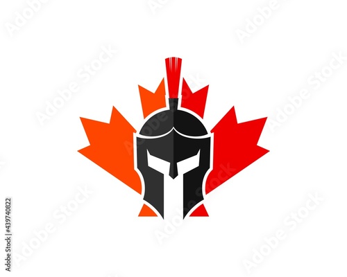 Spartan helmet with maple leaf in the behind