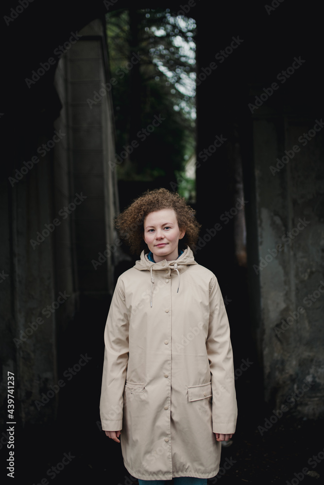 Portrait Of A Beautiful Young Woman With Short Curly Hair Portrait Of A Beautiful Young Woman With Short Curly Hair