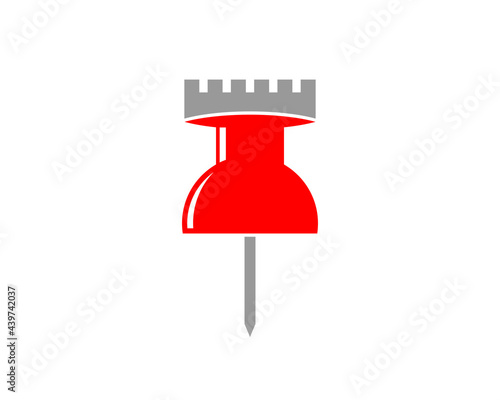 Combination push pin with fortress logo