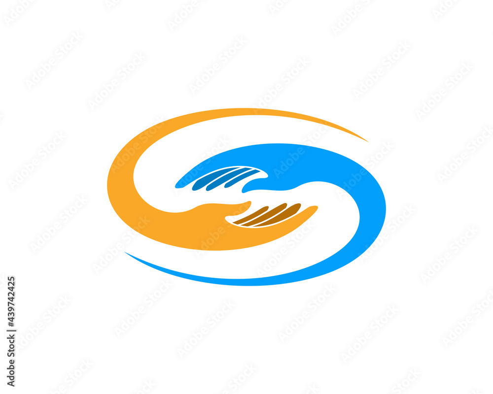 Obraz premium S Letter with helping hands vector illustration