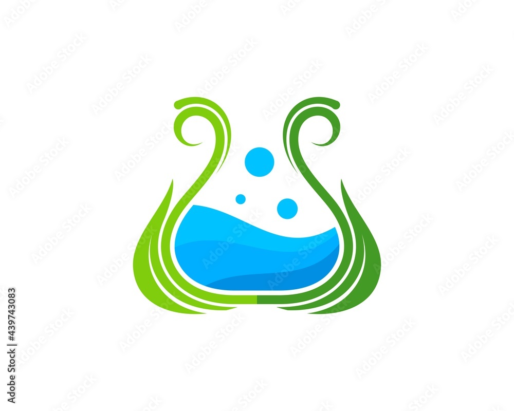 Fototapeta premium leaf bottle laboratory with abstract water inside