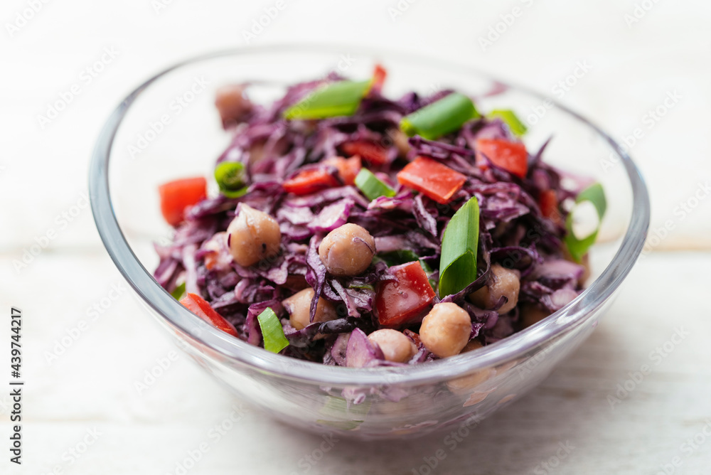 Red Cabbage Salad with Chickpeas and Tahini Dressing Red Cabbage Salad with Chickpeas and Tahini Dressing