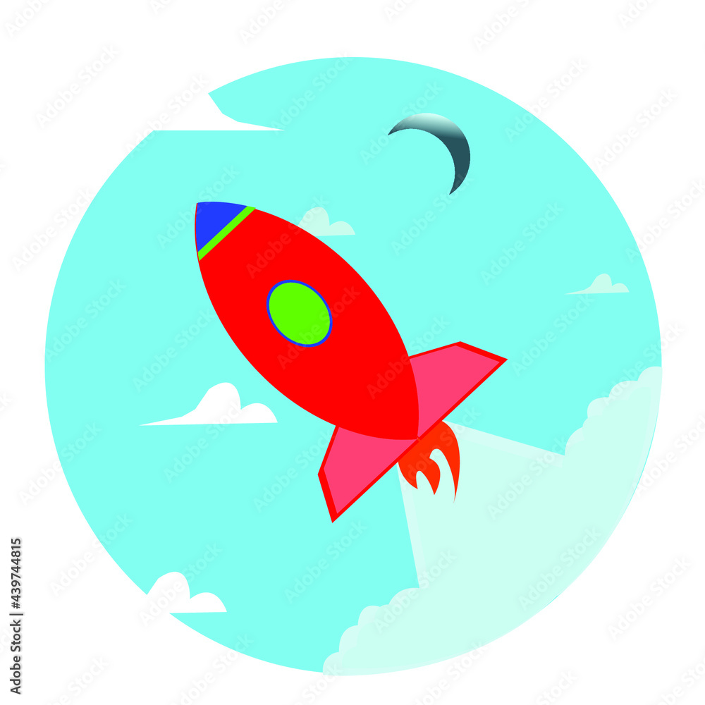 vector illustration of a red rocket flying into space. Suitable for children's education vector illustration of a red rocket flying into space. Suitable for children's education