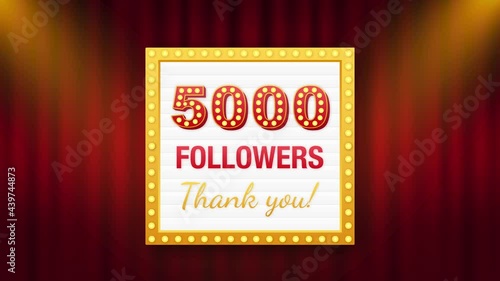 5k followers, Thank You, social sites post. Thank you followers congratulation card. Motion graphics. photo