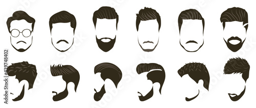Men's Beard and Hair style Icon set for barber and hair cut logo and men fashion style - Vector.