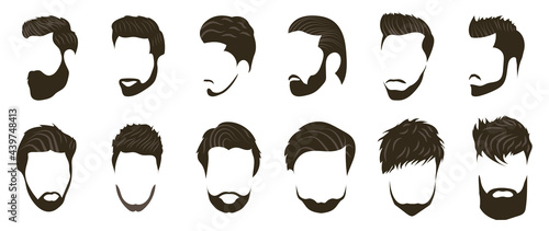 Men's Beard and Hair style Icon set for barber and hair cut logo and men fashion style - Vector.