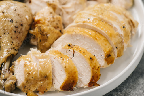 Carved chicken closeup