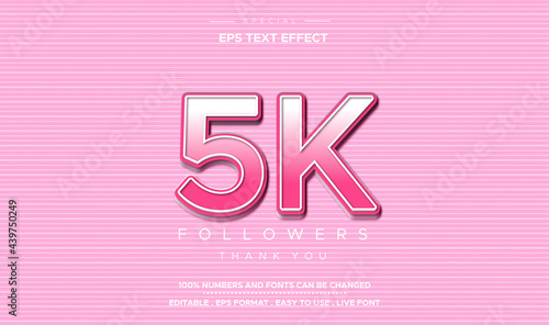 Text effect number 5k followers in red