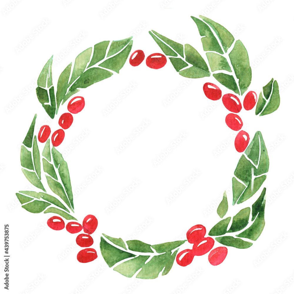 Fototapeta premium Coffee bean and leaves frame watercolor background for decoration on coffee and cafe concept.