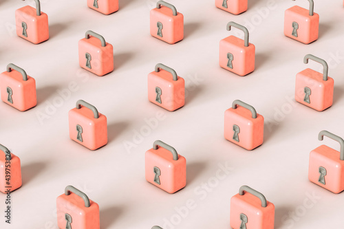 Pink padlocks on grey background photo