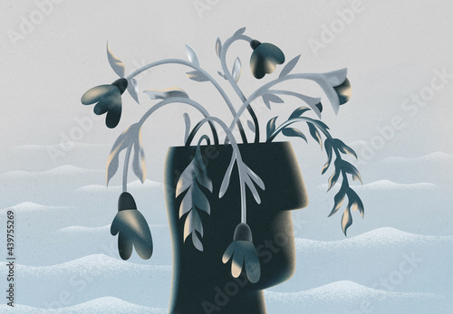 Head with withered dead flowers