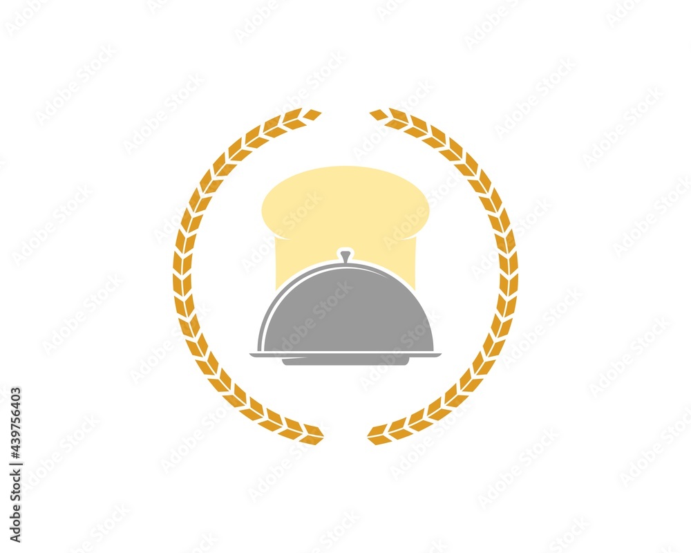Fototapeta premium Circle wheat with serving plate and bread inside
