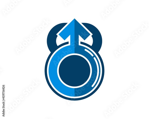 Simple gym kettle bell with man symbol inside
