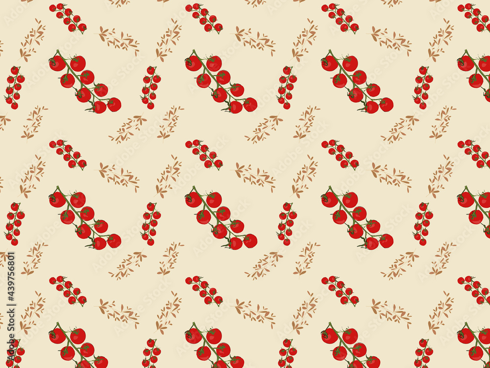 Seamless background with cherry tomato illustration Seamless background with cherry tomato illustration