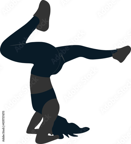 Gimnasia artística. Mujer haciendo equilibrio con las piernas hacia arriba . Fondo transparente