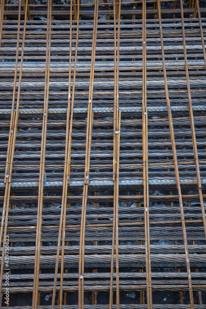 Metal Rods Forming a Pattern at Construction Site Metal Rods Forming a Pattern at Construction Site