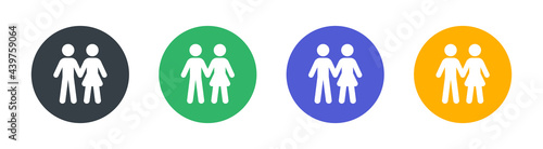 Couple icon on circle sign vector. Relationship concept.