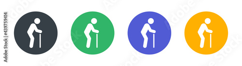 Old man walking with can icon sign. Button design