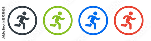 Running man icon sign on circle. Vector illustration