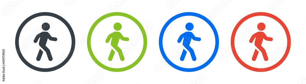 Walk vector icon. Button circle design Walk vector icon. Button circle design