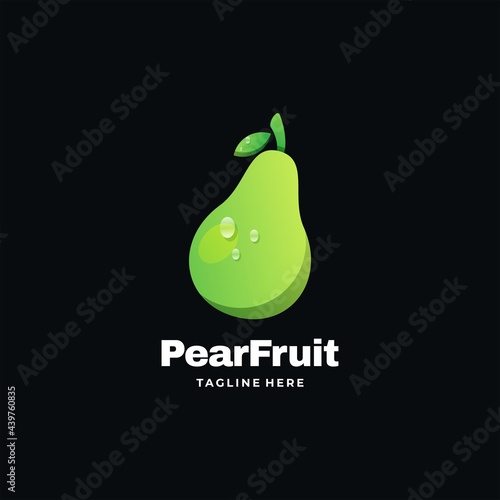 Vector Logo Illustration Pear Fruit Gradient Colorful Style.