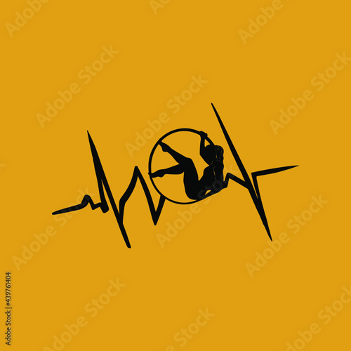 Isolated vector illustration of an acrobat, circus performer on a white background. Girl on an acrobatic ring blank for designer, clipart, logo, icon, postcards, tricks, dance school