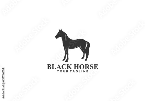 black horse logo in white background