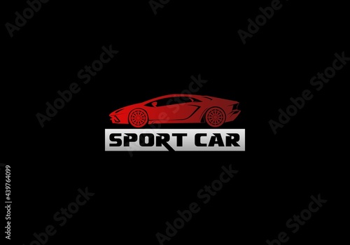 Stylish auto car logo design with sports concept vehicle icon silhouette on white background