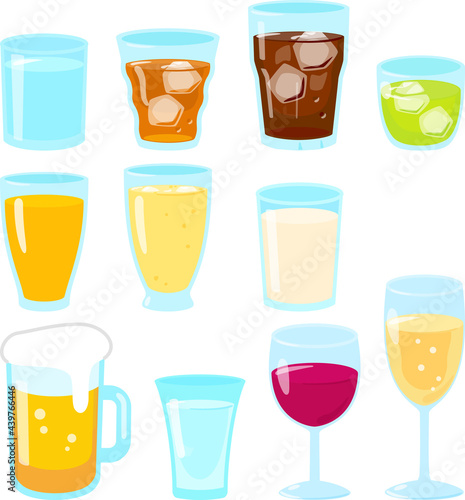 グラスに入った飲み物のイラストセット