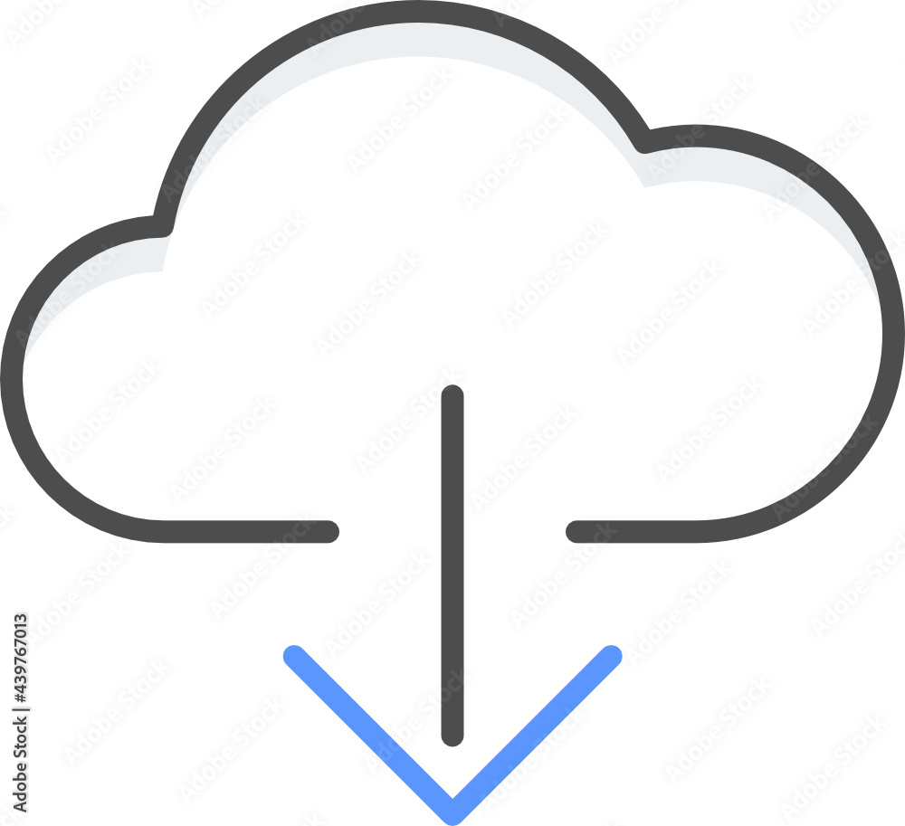 Colored line cloud download icon