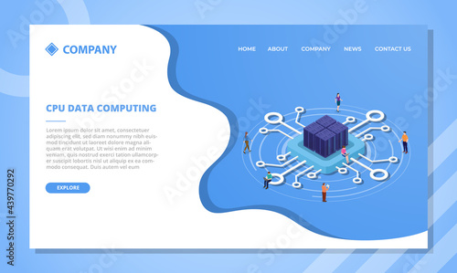 cpu data computing or processing concept for website template or landing homepage with isometric style
