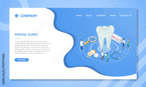 dental clinic concept for website template or landing homepage with isometric style