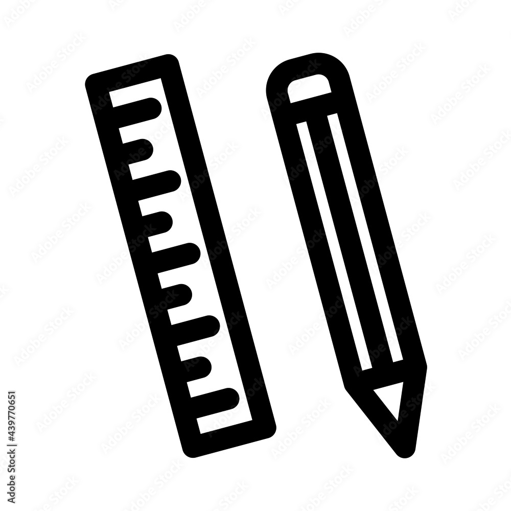 pencil and ruler icon lineal style vector illustration pencil and ruler icon lineal style vector illustration