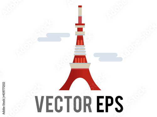 vector the red Tokyo Tower architecture building icon