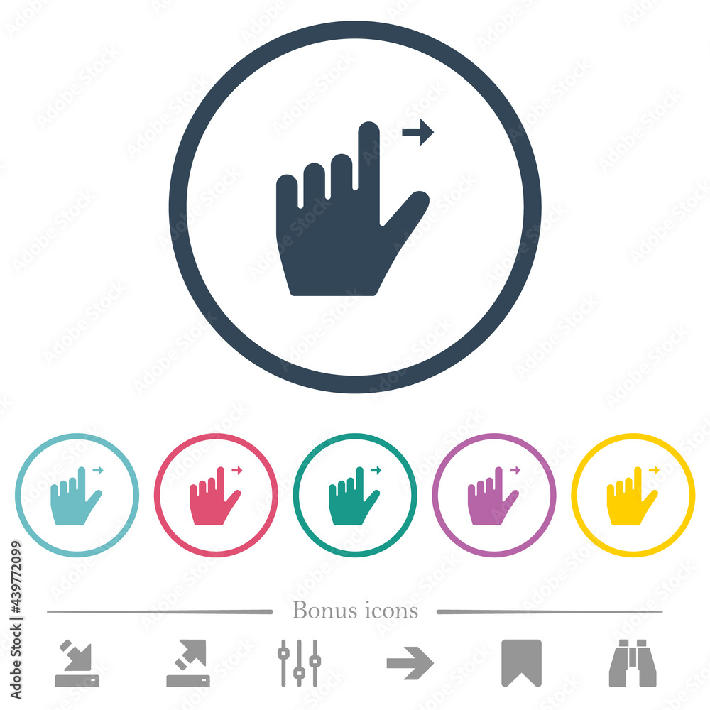 Left handed move right gesture flat color icons in round outlines Left handed move right gesture flat color icons in round outlines