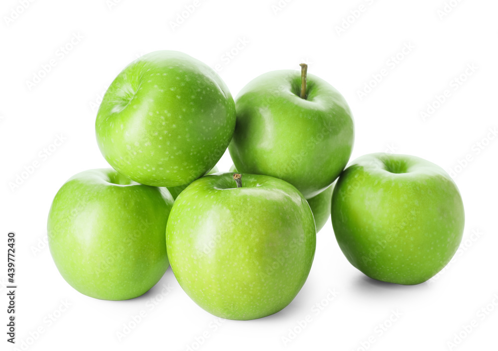 Fresh green apples on white background Fresh green apples on white background
