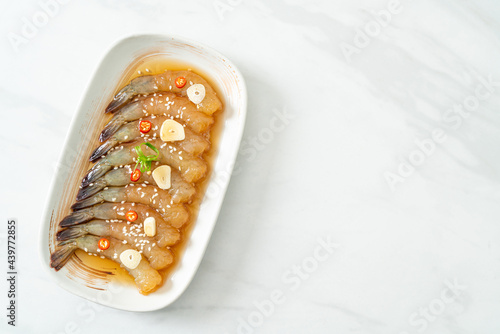 Korean Style Pickled Prawns or  Korean Soy Sauce Pickled Shrimp