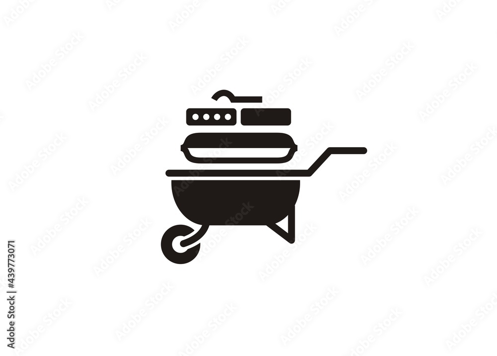 Building material simple illustration in black and white. Building material simple illustration in black and white.