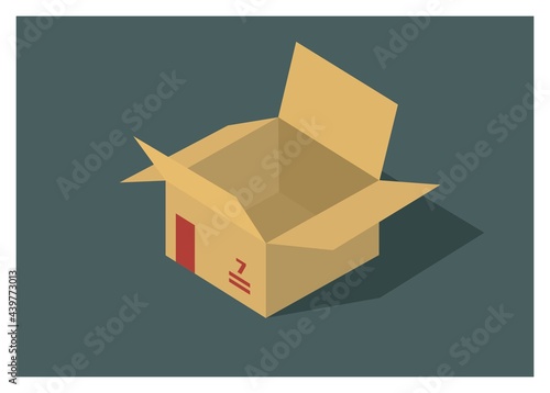 Opened paper box simple illustration.