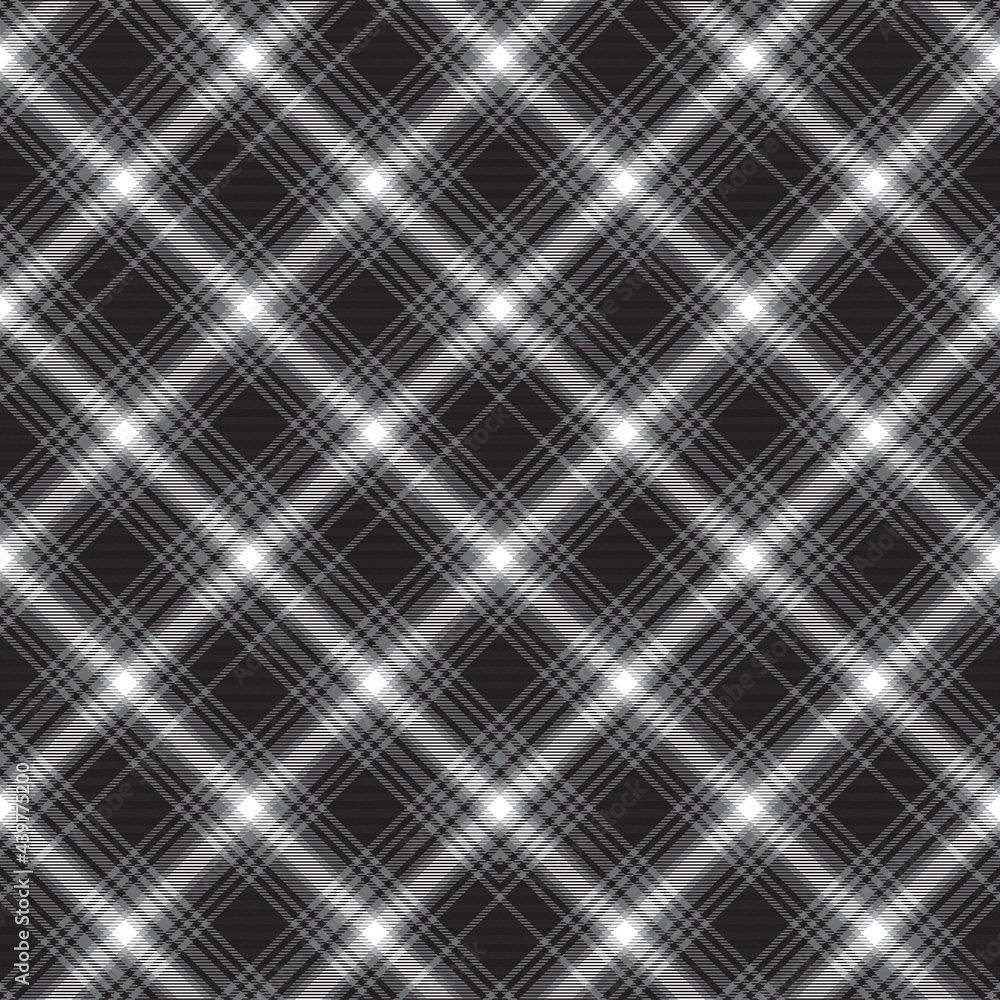 Black and White Chevron Plaid Tartan textured Seamless Pattern Design