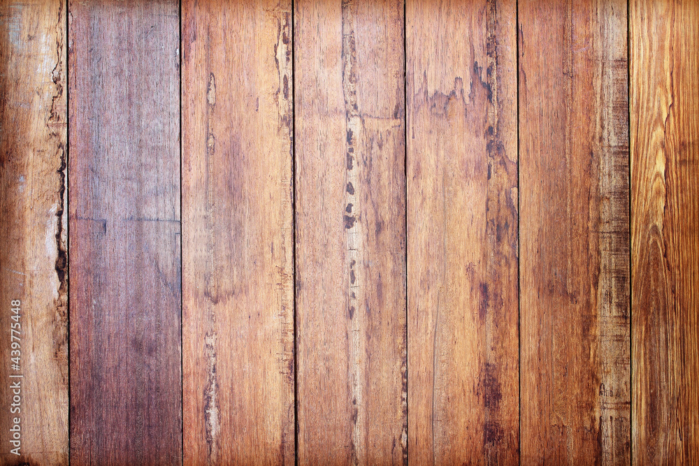 Naklejka premium Wooden wall background or texture; old wood plank background