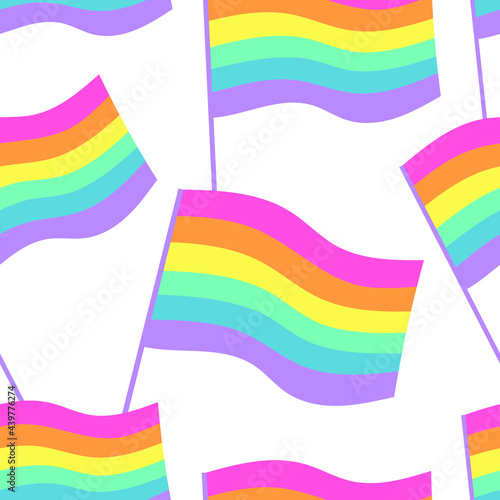 Vector Seamless Pattern with Illustration Rainbow. Cartoon Pride Colorful Drawing Background. Hand Drawn LGBTQ Flag Support Sketch