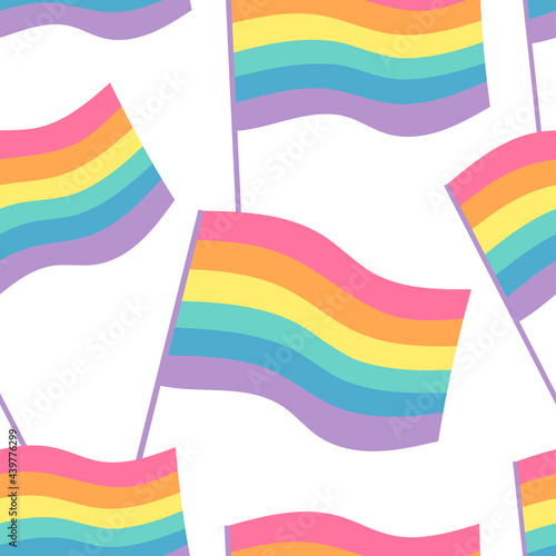 Vector Seamless Pattern with Illustration Rainbow. Cartoon Pride Colorful Drawing Background. Hand Drawn LGBTQ Flag Support