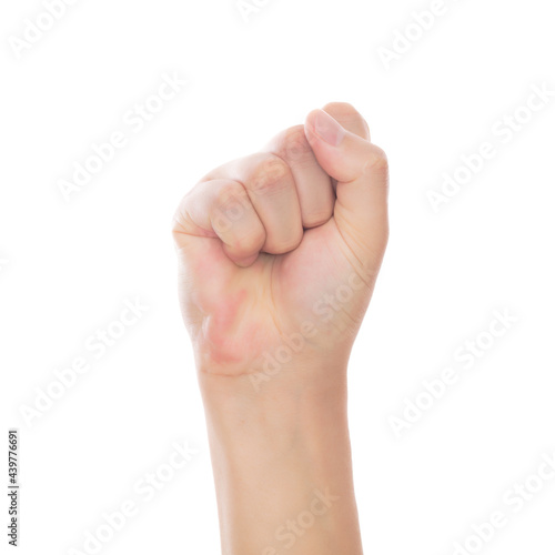 Fist in front of white background
