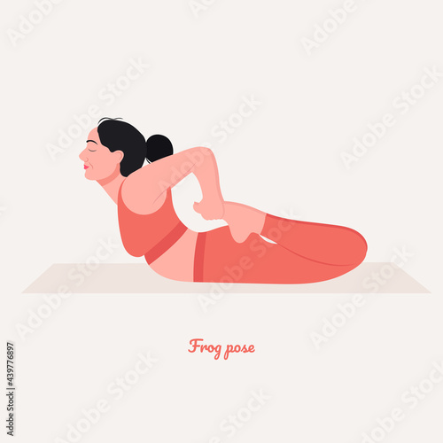Yoga pose. Young woman practicing yoga exercise. Woman workout fitness, aerobic and exercises. Vector Illustration.