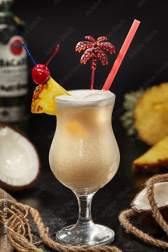 Rum based Pina Colada cocktail with pineapple juice and coconut milk ...